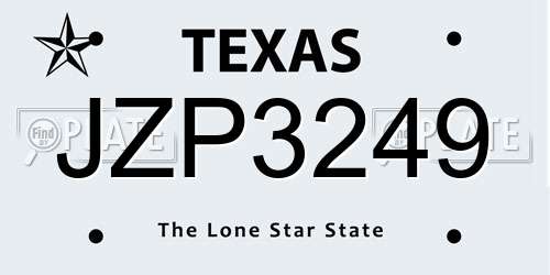 JZP3249 Texas License Plate