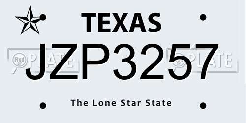 JZP3257 Texas License Plate