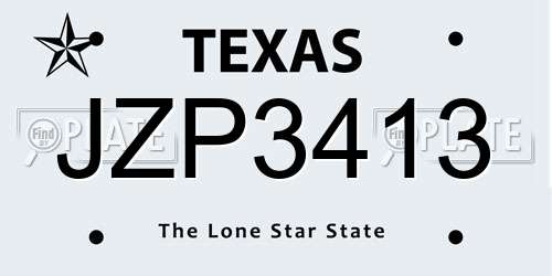 JZP3413 Texas License Plate