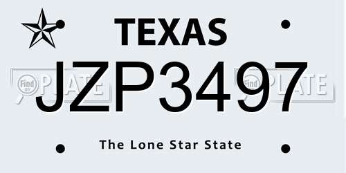 JZP3497 Texas License Plate