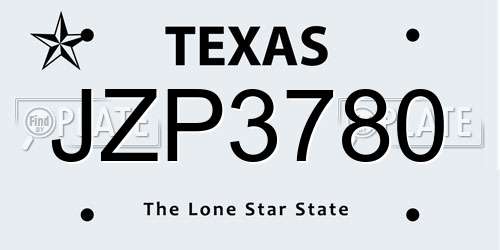 JZP3780 Texas License Plate