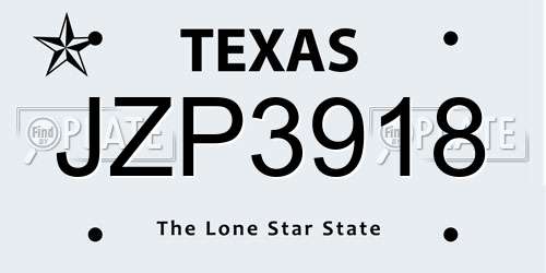 JZP3918 Texas License Plate