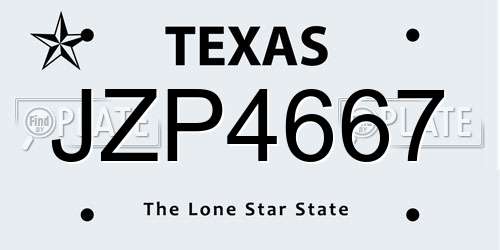 JZP4667 Texas License Plate