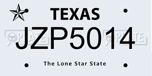 JZP5014 Texas License Plate