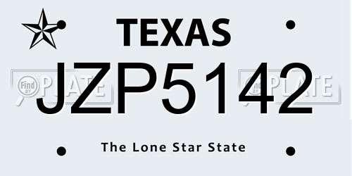 JZP5142 Texas License Plate