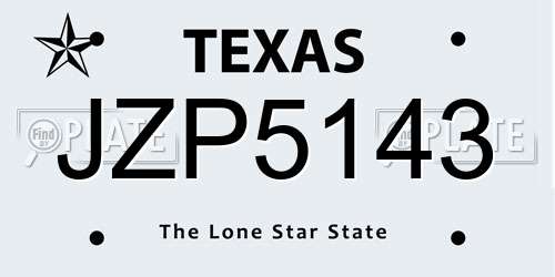 JZP5143 Texas License Plate