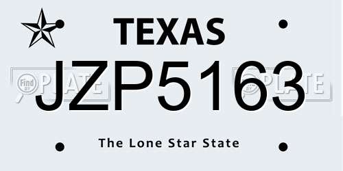 JZP5163 Texas License Plate