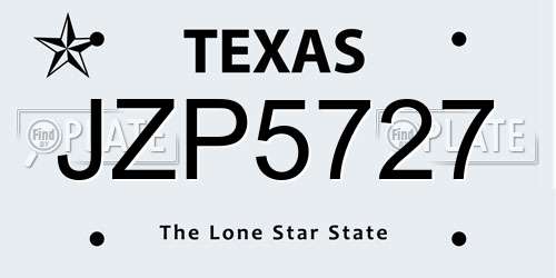 JZP5727 Texas License Plate