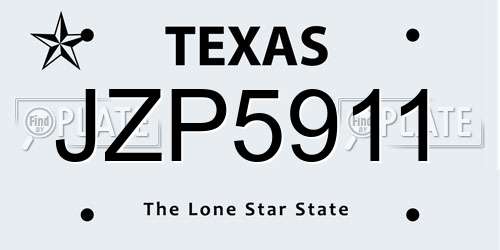 JZP5911 Texas License Plate
