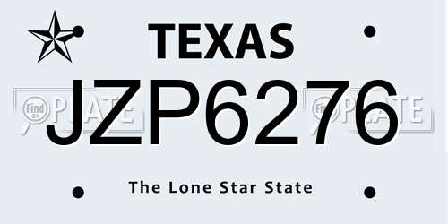 JZP6276 Texas License Plate
