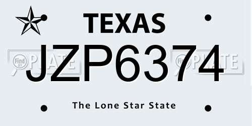 JZP6374 Texas License Plate