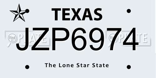 JZP6974 Texas License Plate