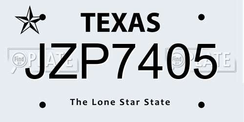 JZP7405 Texas License Plate
