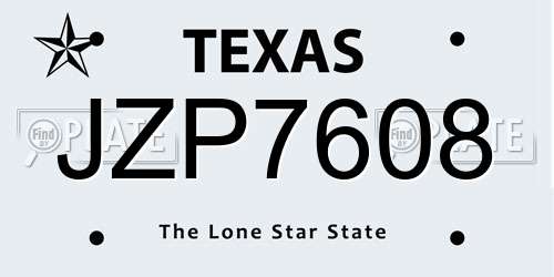 JZP7608 Texas License Plate