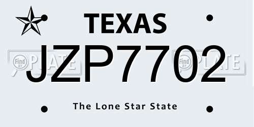 JZP7702 Texas License Plate