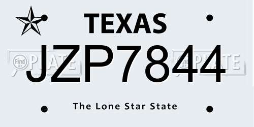 JZP7844 Texas License Plate