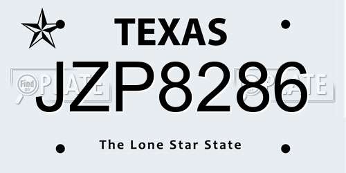 JZP8286 Texas License Plate