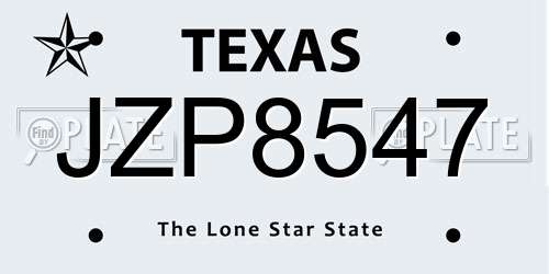 JZP8547 Texas License Plate