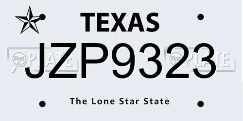 JZP9323 Texas License Plate
