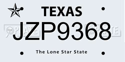 JZP9368 Texas License Plate