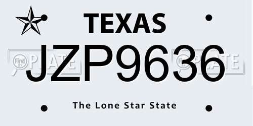 JZP9636 Texas License Plate