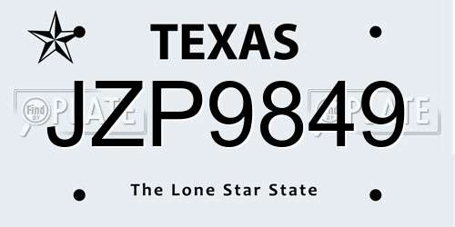 JZP9849 Texas License Plate