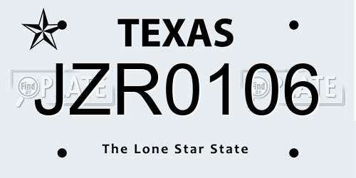 JZR0106 Texas License Plate