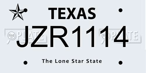 JZR1114 Texas License Plate
