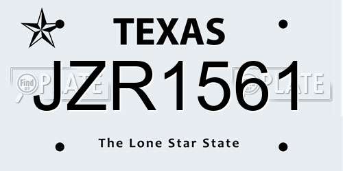 JZR1561 Texas License Plate