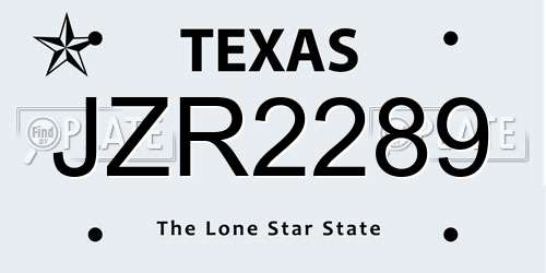 JZR2289 Texas License Plate
