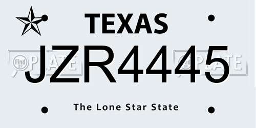 JZR4445 Texas License Plate