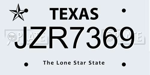 JZR7369 Texas License Plate