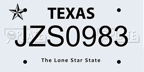JZS0983 Texas License Plate
