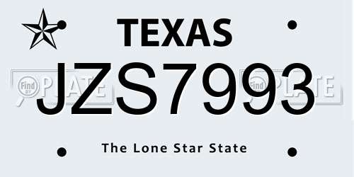 JZS7993 Texas License Plate