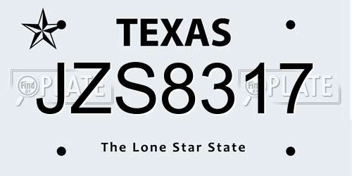 JZS8317 Texas License Plate