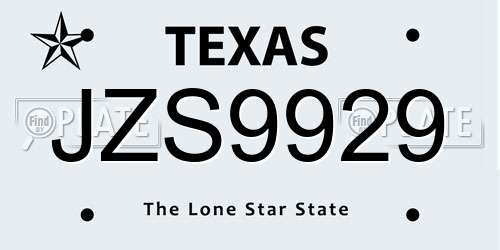 JZS9929 Texas License Plate