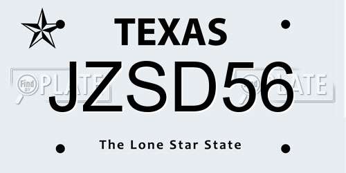 JZSD56 Texas License Plate