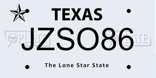 JZSO86 Texas License Plate