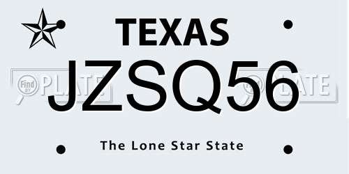 JZSQ56 Texas License Plate