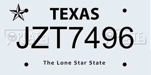 JZT7496 Texas License Plate