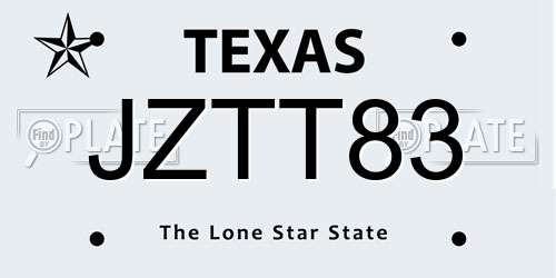 JZTT83 Texas License Plate