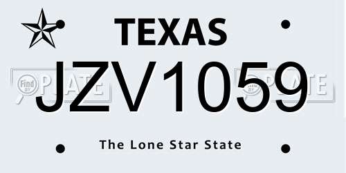 JZV1059 Texas License Plate