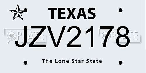 JZV2178 Texas License Plate