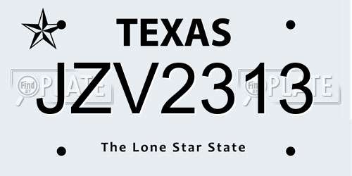 JZV2313 Texas License Plate