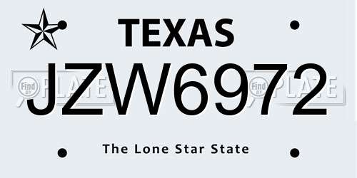 JZW6972 Texas License Plate