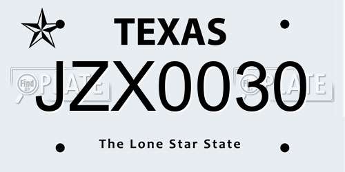 JZX0030 Texas License Plate
