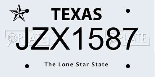 JZX1587 Texas License Plate