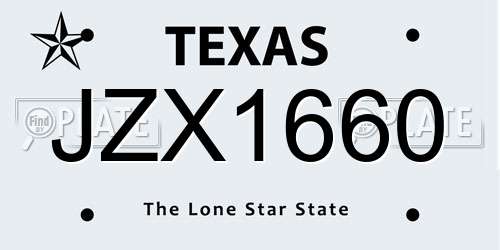 JZX1660 Texas License Plate