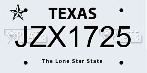 JZX1725 Texas License Plate