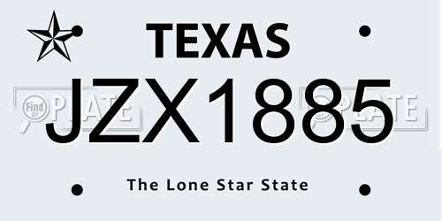 JZX1885 Texas License Plate